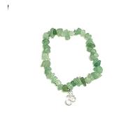 ALCHIMIA - Bracciale AVVENTURINA chip pietre vere naturali con ciondolo OM metallo color argento