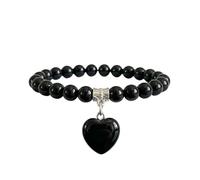 ALCHIMIA-Bracciale con Pietre Naturali Vere e Ciondolo a Cuore, Energia Positiva, Armonia Interiore e Protezione Spirituale, Amore e Benessere Tormalina nera