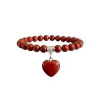 ALCHIMIA- Bracciale con Pietre Naturali Vere e Ciondolo a Cuore, Energia Positiva, Armonia Interiore e Protezione Spirituale, Amore e Benessere Diaspro Rosso