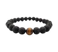 ALCHIMIA - Bracciale pietra Lavica e occhio di tigre mm.6 uomo donna diffusore di energia e oli essenziali