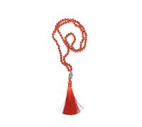 ALCHIMIA -collana bracciale Mala 108 Perle Annodate a Mano Una ad Una in Pietre Naturali mm.6 Nappina cm.8 e Buddha argento antico (CORNIOLA ROSSA)
