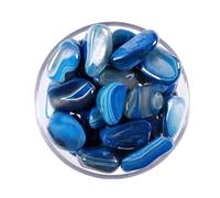 ALCHIMIA- Pietra Agata blu burattata 1pc. minerali cristalloterapia cm.2/3 + molla spirale metallo omaggio per poter creare un ciondolo da indossare