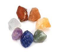 ALCHIMIA- Set 7 pietre grezze con sacchettino velluto nero cristalloterapia Diaspro rosso, Corniola, Calcite gialla, Avventurina verde Sodalite, Ametista e Quarzo ialino cm.2,5-3,5