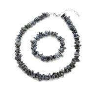 ALCHIMIA - Set collana e bracciale elastico chip Ossidiana fiocco di neve