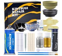 Alckijy Kintsugi Reparaturset Gold & Silber - 21 Stück Keramik Reparaturset, Reparieren Sie Ihre bedeutungsvollen Objekte mit Leichtigkeit