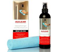 ALCLEAR 721ER Set pulitore acciaio inox + panno microfibra - rimuove grasso e impronte senza striature - per cucina, frigo, cappa e lavello - delicato su superfici sensibili - Made in Germany