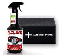 ALCLEAR 721RK lucidante pneumatici 1000 ml con spugna - finitura satinata, protezione UV, ravviva colore - per fianchi gomme, plastiche, guarnizioni - cura e protezione gomma - Made in Germany