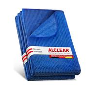 ALCLEAR 820901_2 set 2 panni microfibra, asciugamano auto XXL 60x40 cm | Struttura a nido d’ape, assorbente, senza pelucchi, antigraffio, per vernice, vetro e plastica, designed in Germany