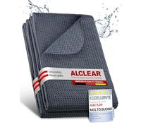 ALCLEAR International 820901M Set da 2 Panni per Pulizia a Secco in Microfibra per Auto, Asciugatura Ottima, Pulizia di Superfici Verniciate, Moto, Casa, Cucina e Stoviglie, 80 x 55 cm, Grigio