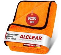 ALCLEAR 9520 asciugamano auto XXL in microfibra 90x60 cm, super assorbente | XXL, super assorbente e senza pelucchi, per vernice, vetri, plastica e cerchi; per auto, moto, barca e casa, Orange Baby