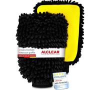 ALCLEAR 95C2 set 2 guanti microfibra chenille 22x17 cm - per lavaggio auto, moto, camper - morbidi, assorbenti, antigraffio - lato rete per sporco ostinato - lavabili - progettati in Germania
