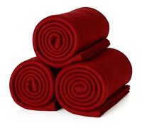ALCLEAR A3B set di coperte in pile, 3 pezzi, bordeaux, 130x160 cm