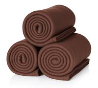 ALCLEAR A3SB set coperte in pile 3 pezzi, 130x160 cm, marrone cioccolato | oltre 200 g/m², Oeko-Tex certificato, coperta per divano, casa e picnic, fusselfree, facile da pulire, calda
