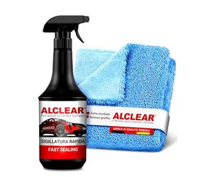 ALCLEAR International 71100SV Cera per Auto a Presa Rapida, 1 litro, con Panno in Microfibra per Auto, per la Pulizia e la Cura di Auto, Moto e Bici