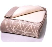 ALCLEAR International GmbH Glart J2BG Coperta Morbida con Design Fiore della Vita Grigio - Coperta per Casa in Misto di Cotone Poliacrilico per Divano 150 x 200 cm