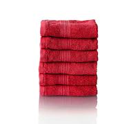 ALCLEAR Set di asciugamani in spugna assorbente, in 100% cotone ecotex, serie in 6 colori e 5 misure, colore: rosso, 6 panni per il viso 30 x 30 cm