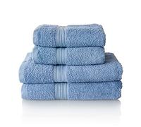 ALCLEAR - Set di asciugamani premium in spugna, disponibili in 6 colori e 5 dimensioni, composto da 2 teli doccia da 70x140 cm e 2 teli 50x100 cm, colore jeans blu - standard Oeko-Tex 100