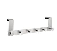 ALCO-Albert 2864 - Appendiabiti per Porta, Acciaio Inox con 6 Ganci, Guida a Muro, 1 Pezzo