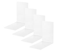 Alco Albert 4301-10-4 Fermalibri in Metallo, 4 Pezzi, Bianco, 14 x 14 x 8,5 Cm, per Scuola, Ufficio e Casa