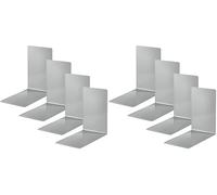 Alco Albert 4301-29-4 Fermalibri in Metallo, 4 Pezzi, Grigio, 14 x 8,5 Cm, per Scuola, Ufficio e Casa (Confezione da 2)