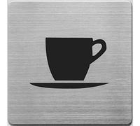 Alco-Albert 450-9 - Pittogramma "Cafeteria", in acciaio INOX spazzolato, 9 x 9 cm, 1 pezzo