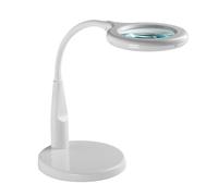 ALCO-Albert 9221 - Lampada LED con lente d'ingrandimento bianca, lente in vetro da 3,5 pollici, 3 diottrie e 12 diottrie, lampada da scrivania con lente d'ingrandimento da 14 cm