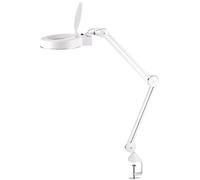 Alco Albert - Lampada da tavolo a LED con pinza 60 LED 13W | Lampada con lente d'ingrandimento con base e morsetto da tavolo, luce LED brillante e lente d'ingrandimento grande