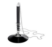 Alco-Albert - Portapenne a sfera, penne a sfera verticali, nero | Catena da 55 cm, in uscinetto adesivo, puntini in silicone e mina standard