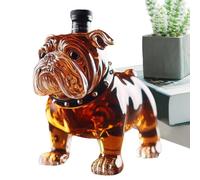 Alcohol Decanter, Collectible Whiskey Bottle, Bulldog Liquor Decanter, Decorative Display, Glass Bulldog Design, for Restaurants, Shelves, Home, 300ml, 5.91 Inches, Glass, 1 Piece