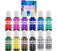 Alcohol Ink Set - 12 Colori x 10ml Inchiostro Alcool per Pittura, Resina Epossidica, Arte in Resina, Fabbricazione Capsule Petri di Resina - Colorante Alcool Concentrato per Bicchiere, Yupo, Mestieri
