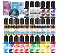 Alcohol Ink Set - ERCorArt 26 Colori Vivaci e Concentrati, Inchiostro ad Alcool per Resina Epossidica, Pittura Artistica, Creazione di Capsule di Petri In Resina - 10 ml/Bottiglia