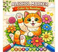 Alcohol Marker Color by Number: Large Print Fun Cat Coloring Book for Adults and Kids