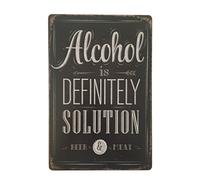 Alcol is Definitely Solution Beer Tin Sign metallo novità retrò targa da parete vintage 20 x 30 cm - ideale per pub bar, ufficio, casa, camera da letto, sala da pranzo, cucina - Cool Classic Gift