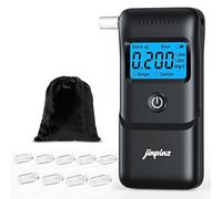 Alcol Test Etilometro Portatile Certificato: Alcoltest ad Alta Precisione con Sensore Rapido e 10 Bocchini - Etilometro Digitale con Display LCD Blu Riutilizzabili per Uso Personale e Familiare, Nero