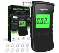 Alcol Test Etilometro Portatile Certificato: Professionale Digitale Alcoltest con Display LCD Blu Digitale - Tester di Alcool Precisione di Grado con 11 Bocchini per Test Personali