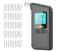 Alcolometro polizeigenau, misuratore di promille con 40 bocchini, misuratore di alcool con display digitale LCD, tester di alcool professionale per analisi alcolica a casa