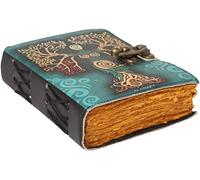 ALCRAFT Libro degli incantesimi in bianco delle ombre diario con chiusura a lucchetto puntello vintage in pelle fatta a mano diario in rilievo preghiera pagana antica stregoneria (15.24 X 11.43 CM)