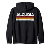 Alcudia Spagna Retro Strisce Vintage Viaggio Felpa con Cappuccio