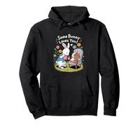 Alcuni Bunny Loves You Cute Bunny e Guinea Pig Fiori Felpa con Cappuccio