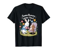 Alcuni Bunny Loves You Cute Bunny e Guinea Pig Fiori Maglietta