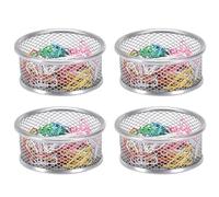 ALCXAZS 4 pezzi di fermagli a forma di cilindro portaoggetti in metallo resistente e pulito da scrivania - per forniture come graffette e , argento