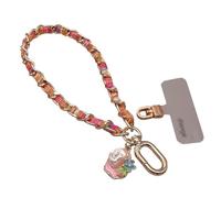 ALCXAZS Cinturino da polso per donna con catena staccabile per telefoni cellulari, cinturino da polso per esterno anti-smarrimento, catena in metallo, corto per donna, conchiglia di perle , digitare+3