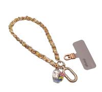 ALCXAZS Cinturino da polso per donna con catena staccabile per telefoni cellulari, cinturino da polso per esterno anti-smarrimento, catena in metallo, corto per donna, conchiglia di perle , digitare+4