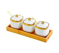 ALCXAZS Elegante set di contenitori per spezie con coperchi e cucchiai,