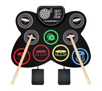 ALCXAZS Goditi la musica ovunque con la presa per gli auricolari - Drum Practice Pad Gel di silice con batteria elettronica colorata con clacson