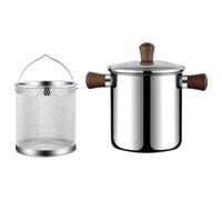 ALCXAZS Mini friggitrice a olio con doppia maniglia e colino, utensile da cucina in acciaio Per inox per verdure. Mini friggitrice a olio con colino.