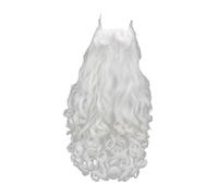 ALCXAZS Parrucca di Babbo Natale, barba, decorazioni per cosplay natalizie, accessori per capelli ricci, spettacoli teatrali e celebrazioni festive, giochi di ruolo, spettacoli teatrali Halloween,