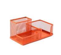 ALCXAZS Portapenne in metallo Portamatite Portatile Tinta unita Sostituzione arrotondato Contenitore organizer da scrivania antiruggine a 3 scomparti, Arancia