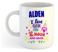 Alden - I Love You To The Moon And Back Tazza Blu - Divertente Detto Valentine