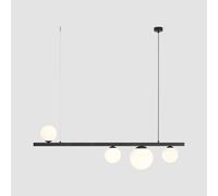ALDEX Lampada a sospensione Garda 4, trave, metallo, vetro, nero, a 4 luci. ALDEX